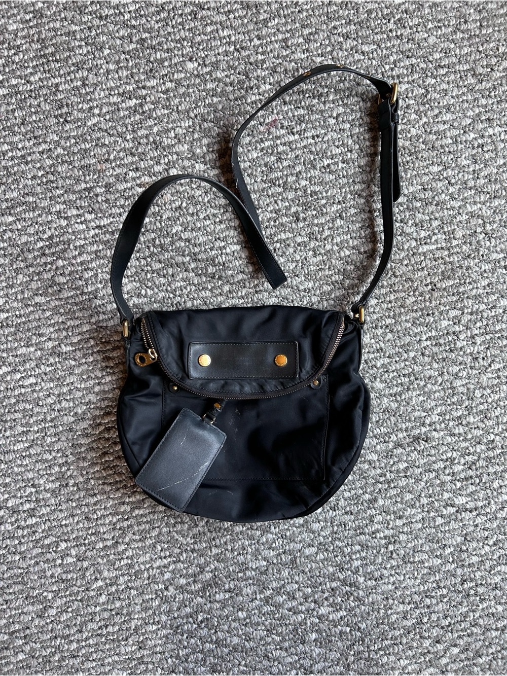Marc Jacobs Black Nylon Crossbody with Gold Accents